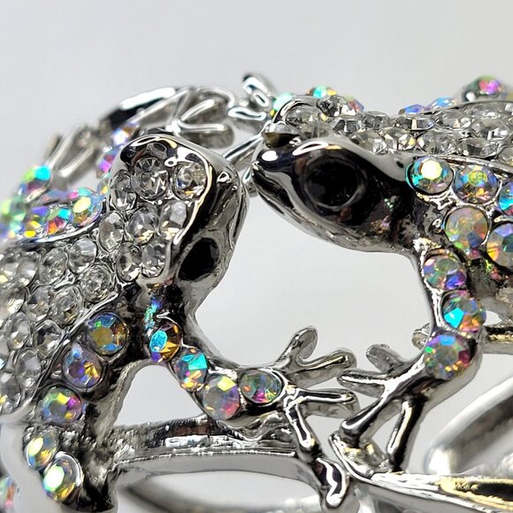 Silver Rhinestone Frog Lovers Cuff Bracelet - Picture 15 of 16